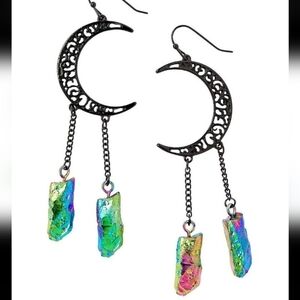 Iridescent Crescent Moon Earrings